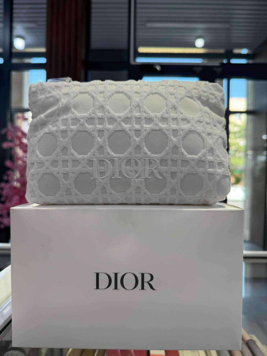 Dior косметичка полиэстер белый 13X20 см