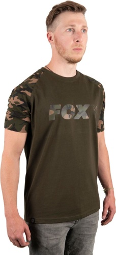 Футболка FOX T-Shirt Raglan Khaki & Camo Sleeves S