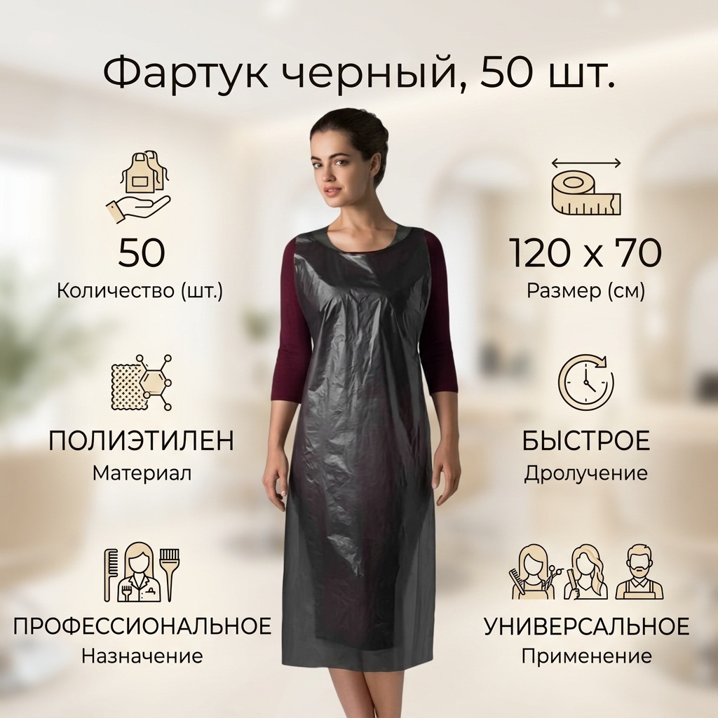 Фартук черный 50 шт.