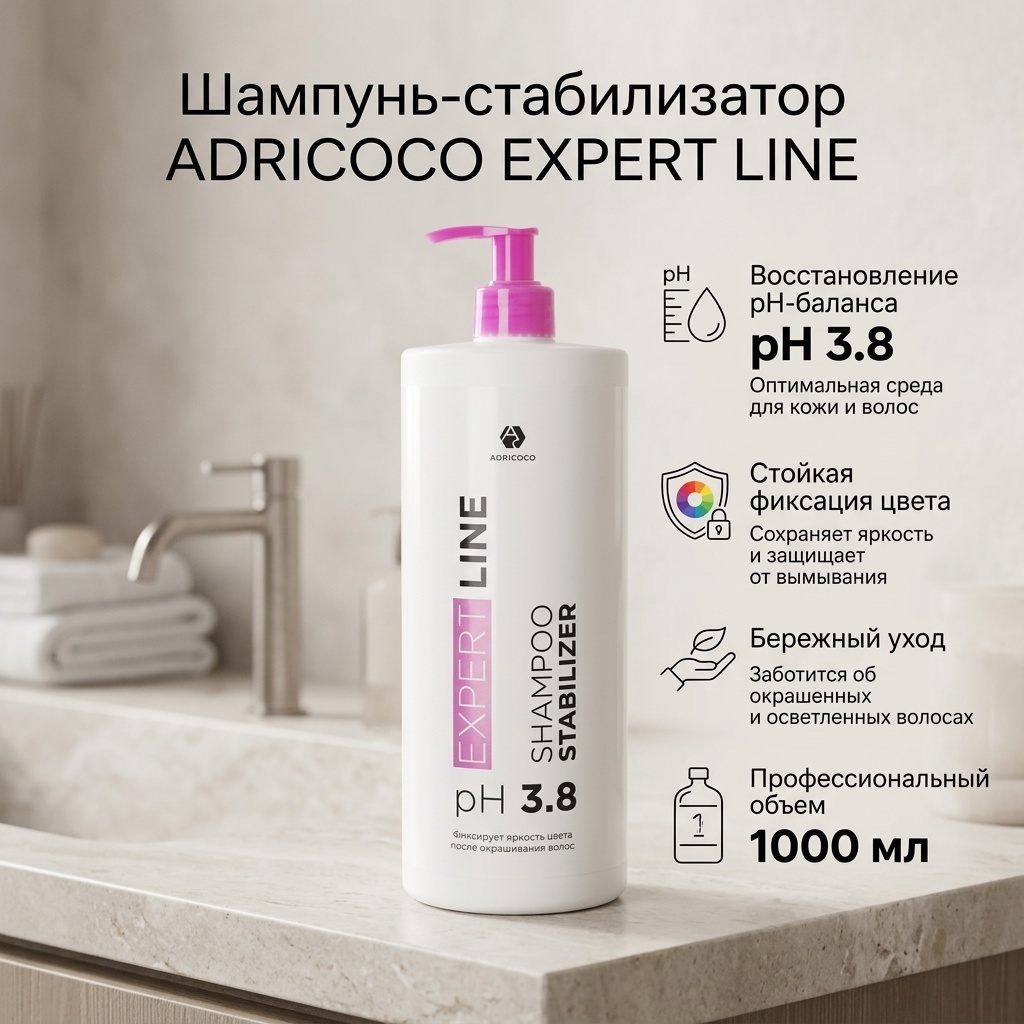ADRICOCO EXPERT LINE Stabilizer стабилизатор цвета шампунь 1000 мл