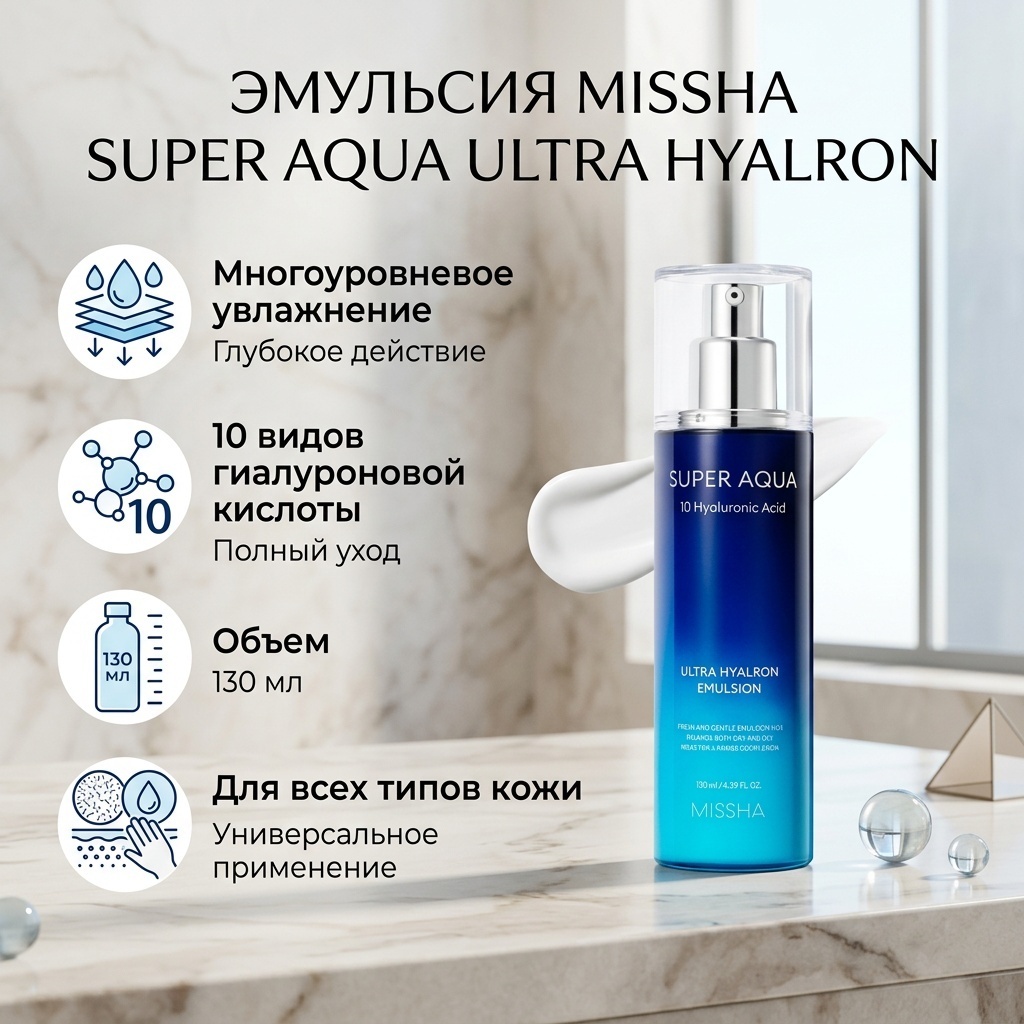 MISSHA эмульсия Super Aqua Ultra Hyalron для лица 130 мл