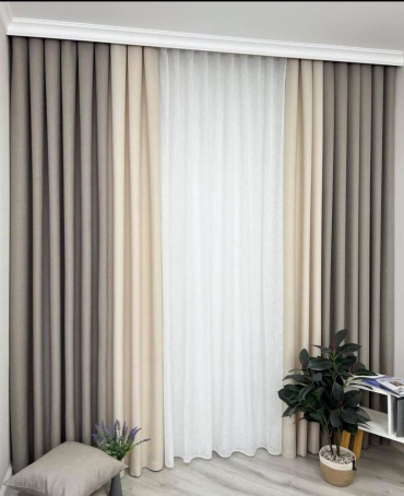 Комплект Fiore 800x295 см 3 шт, лен, зеленый, голубой, синий, бежевый