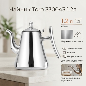 Toro чайник 330043 1.2 л, нержавеющая сталь