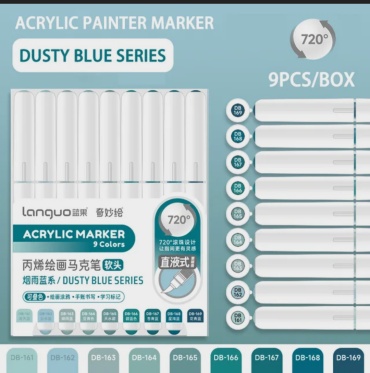 Маркер Languo M-720-33, 9 шт, 1 мм, Dusty blue series