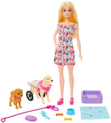 Кукла-модель Mattel Barbie с собакой в инвалидной коляске 30 см