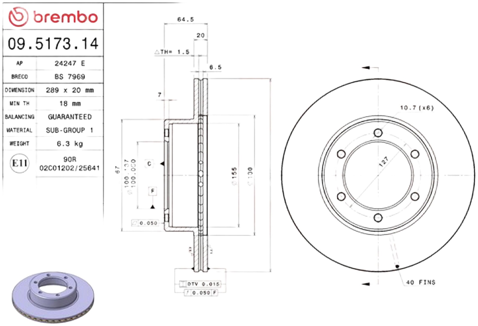 Диски Brembo передние 09517314