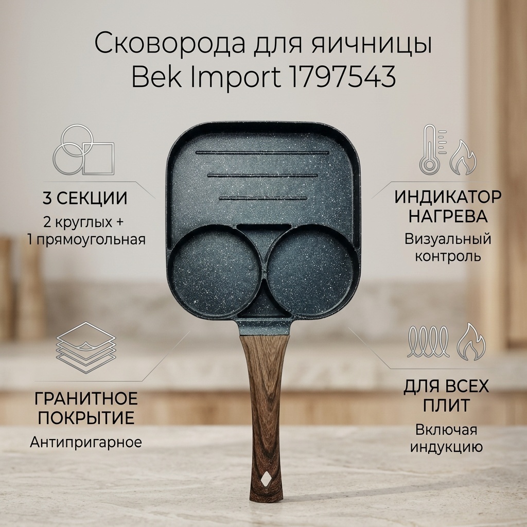 Сковорода порционная Bek Import базовая 18 см с антипригарным покрытием, алюминий