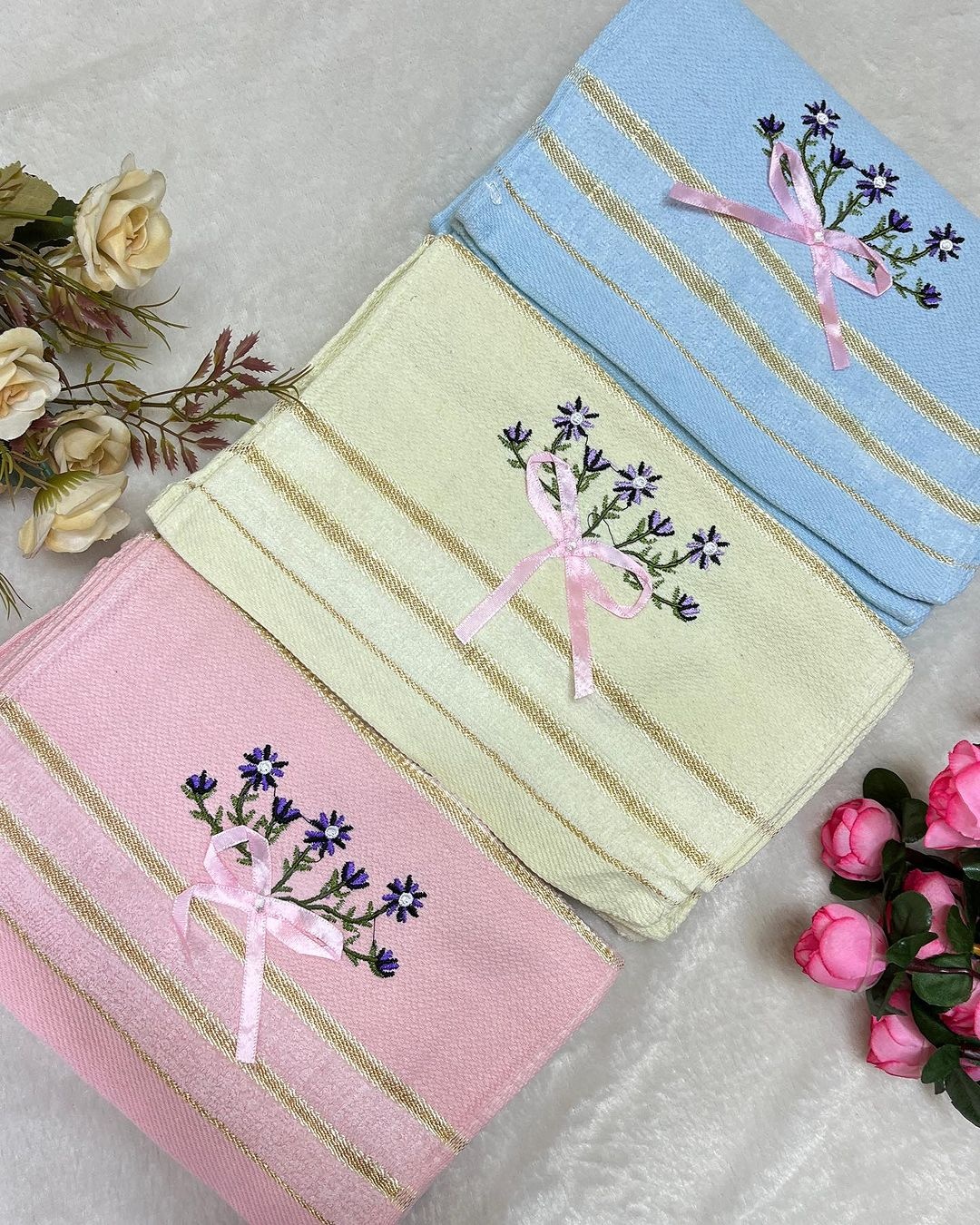 Полотенце 50x25 см, хлопок, махровая ткань, велюр, 10 шт,