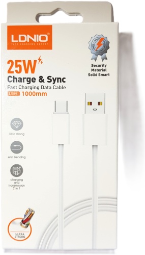 Кабель LDNIO USB TypeC (M), 1 м, ls891 белый