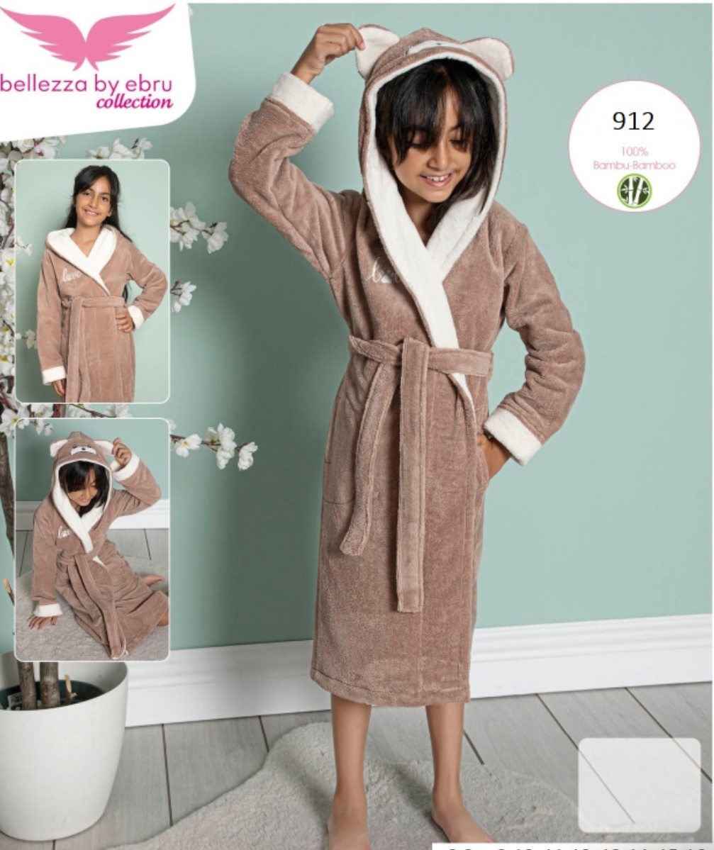 Махровый халат Belleza коричневый, белый