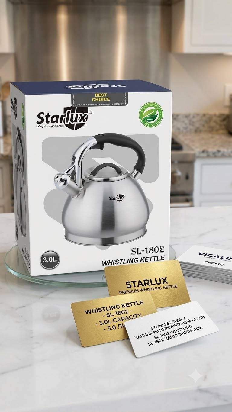 Starlux чайник SL-1802 3 л, нержавеющая сталь