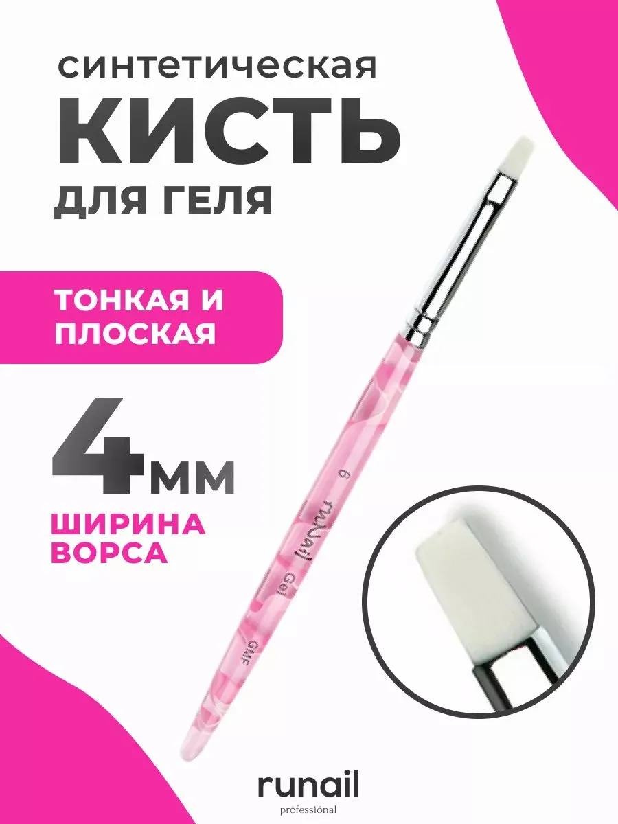 RuNail Professional кисть плоская синтетика 1 шт