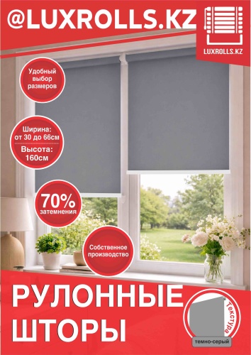 LUXROLLS.KZ Ролл-шторы темно - серый 95x150 см