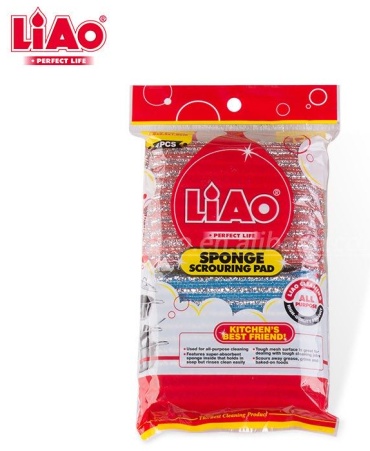Губка для посуды Liao BK-F130037 4 шт, поролон, абразив
