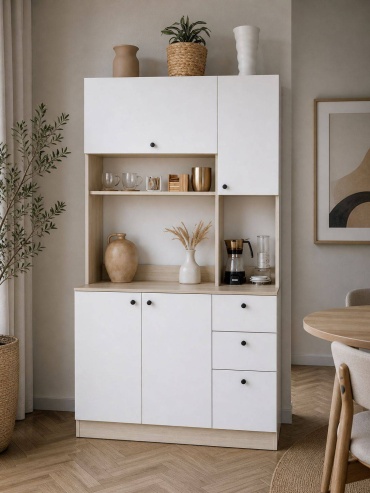 Кухонный гарнитур livo Nordic, 130x215х50 см, ЛДСП, белый, бежевый