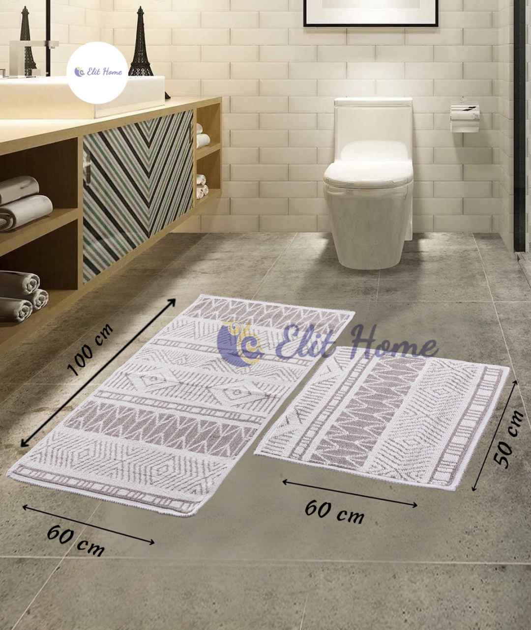 Elit Home комплект ковриков BUKLE 100x60 см, хлопок