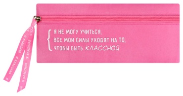 Пенал-косметичка Феникс плюс Цитата дня, застежка молния, розовый