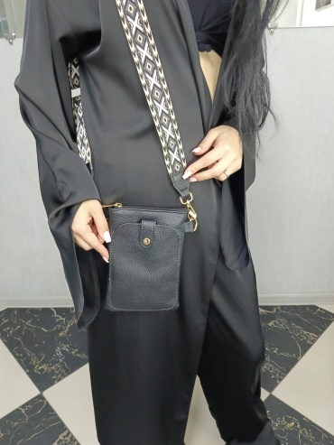 Мини-сумка Genuine Leather натуральная кожа черный