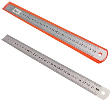 Линейка 17341192_606830863, 30 см, 1 шт, металл, серый