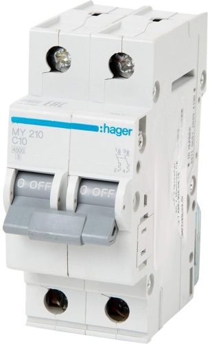 Hager автоматический выключатель 2P 10 A, 4.5 кА, 220/380 В