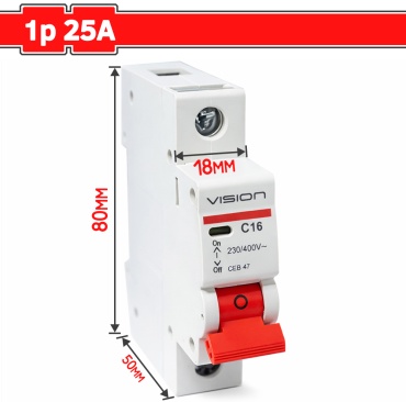 ETO автоматический выключатель 1P 25 A, 4.5 кА, 220/380 В