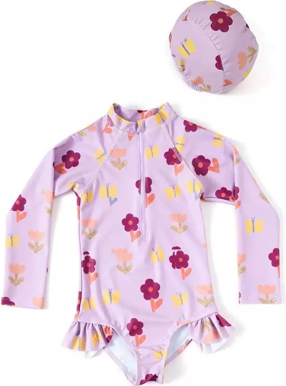 Купальник слитный kids фиолетовый, красный