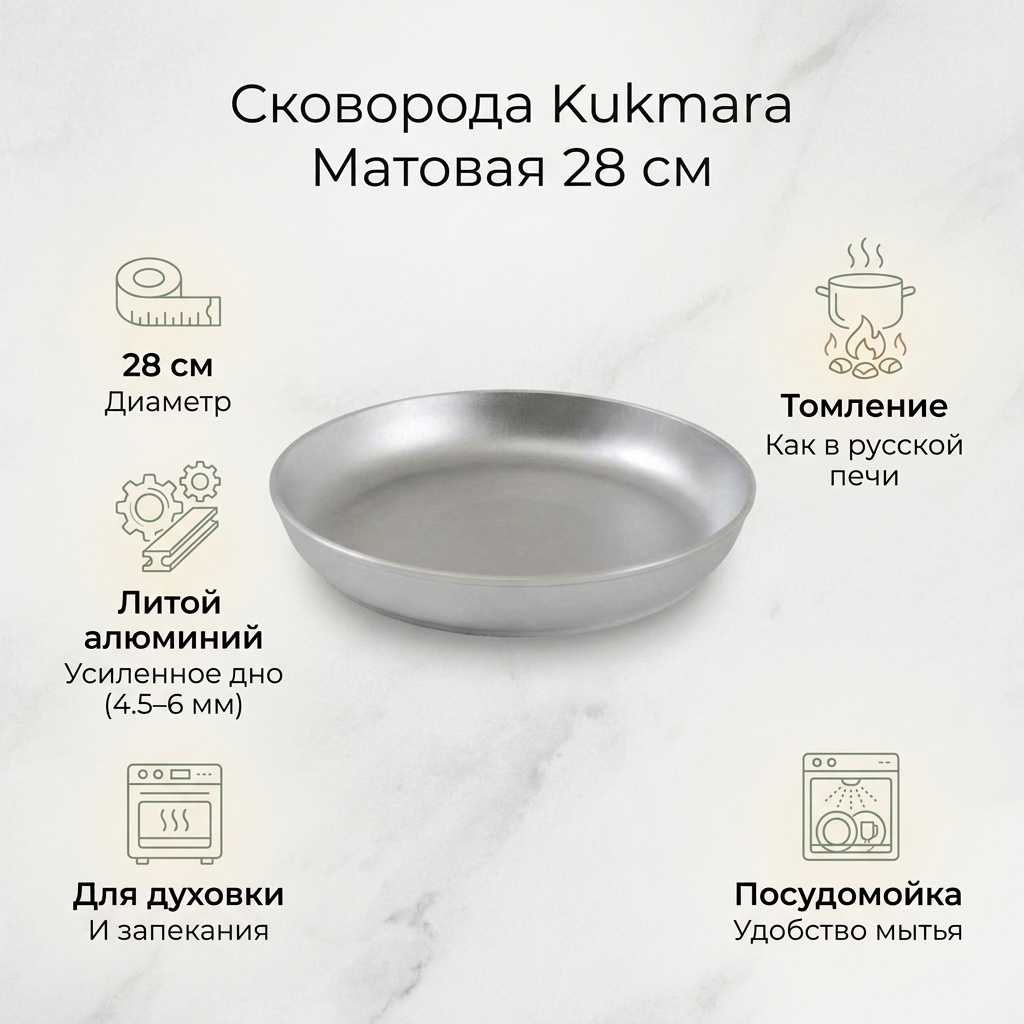 Сковорода Kukmara Матовая 28 см , алюминий