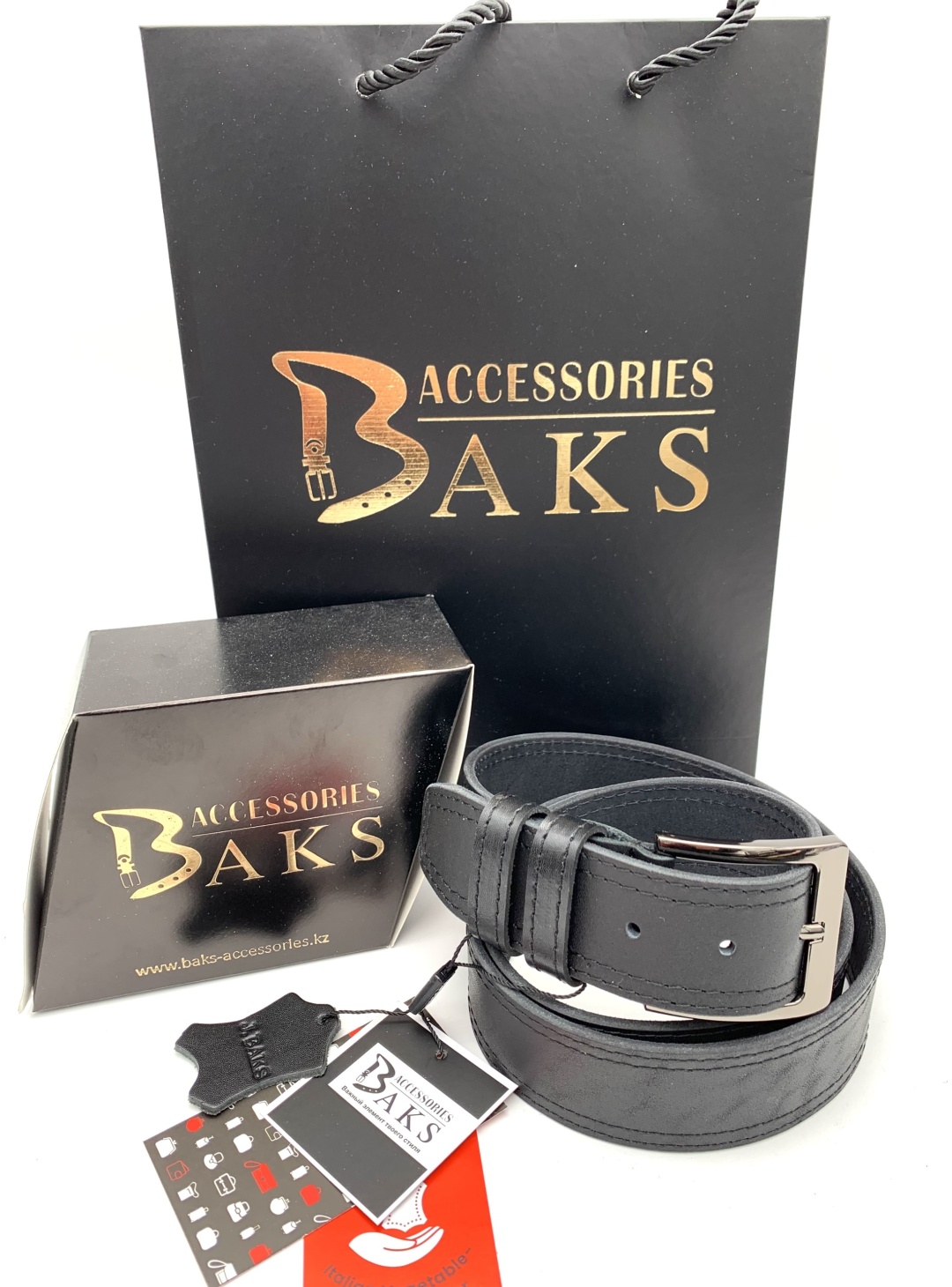 Ремень BAKS ACCESSORIES натуральная кожа 115 см черный