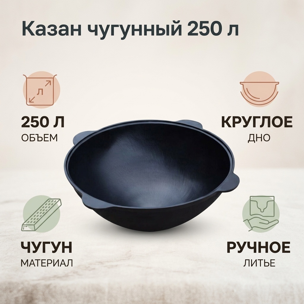 Казан 250 л, чугун