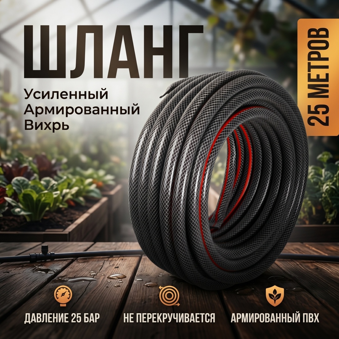 Шланг для полива ВИХРЬ 25 м, 19 мм