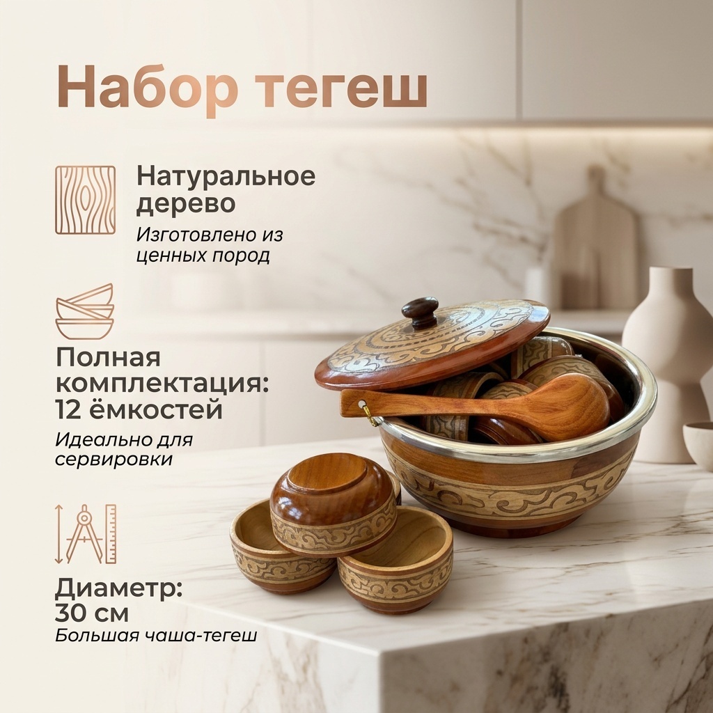 Тегеш 1 30х30 см, дерево, 12 шт