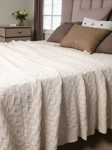 Покрывало King Plaid 200х150 см, кашемир, молочный
