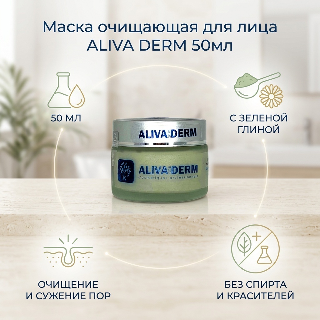 Маска для лица ALIVA DERM крем Маска очищающая антибактериальная для проблемной кожи 50мл 50 мл