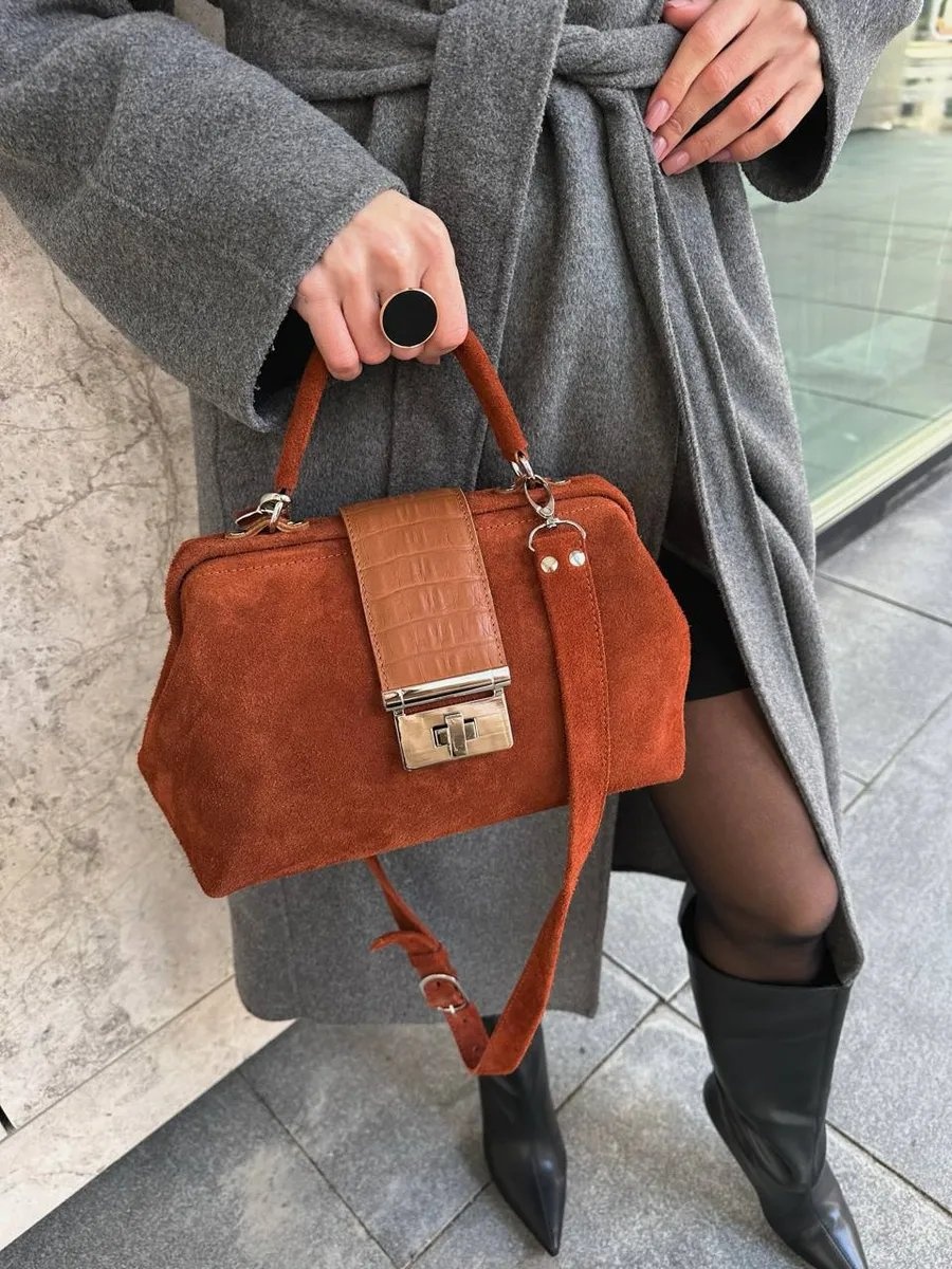 Саквояж Shapely bags натуральная кожа коричневый 4.2 л