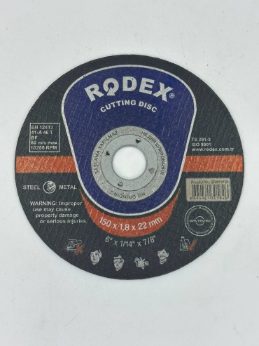 Диск отрезной абразивный 150x22х1.8 мм, Rodex одмр15018