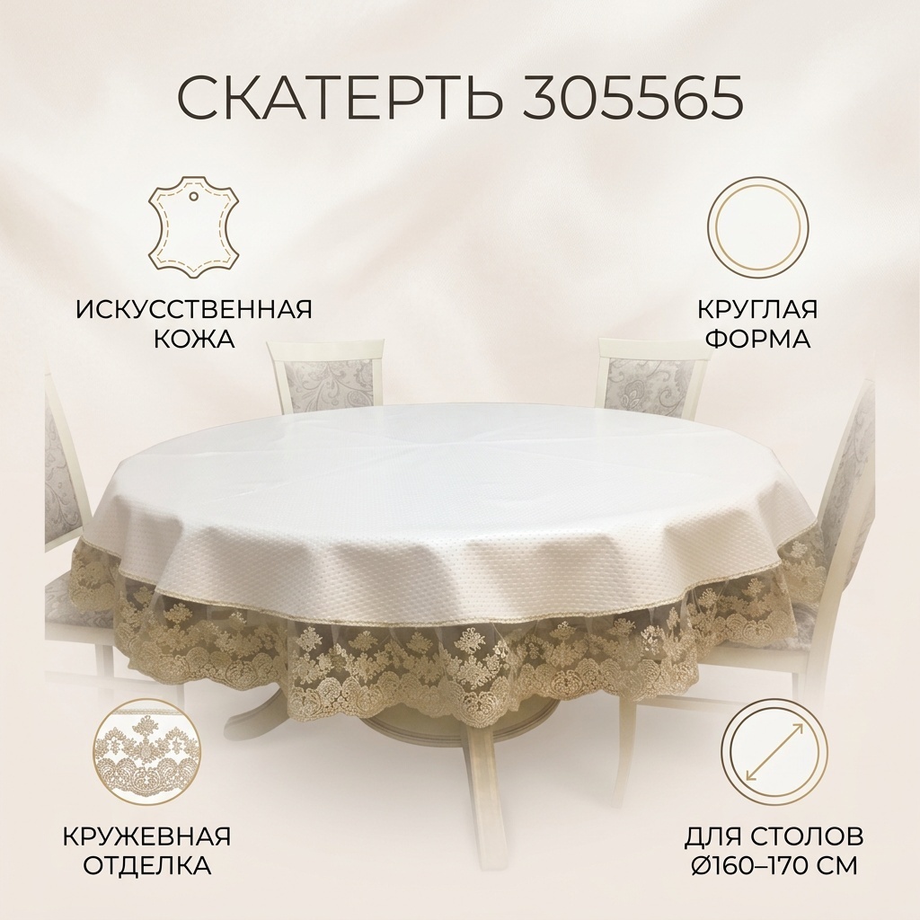 Скатерть 190x190 см, искусственная кожа, 1 шт