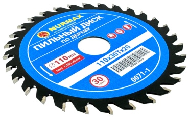 Пильный диск по дереву Nurmax 0071-1н, 110x20 мм, 30Т