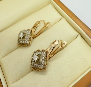 Серьги Tisert 539339229 вес 5.39 г золото, фианит
