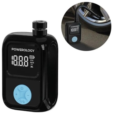 Портативный насос для накачки шин, велосипедов Powerology 48 Вт/150 PSI/600 мА·ч. Черный