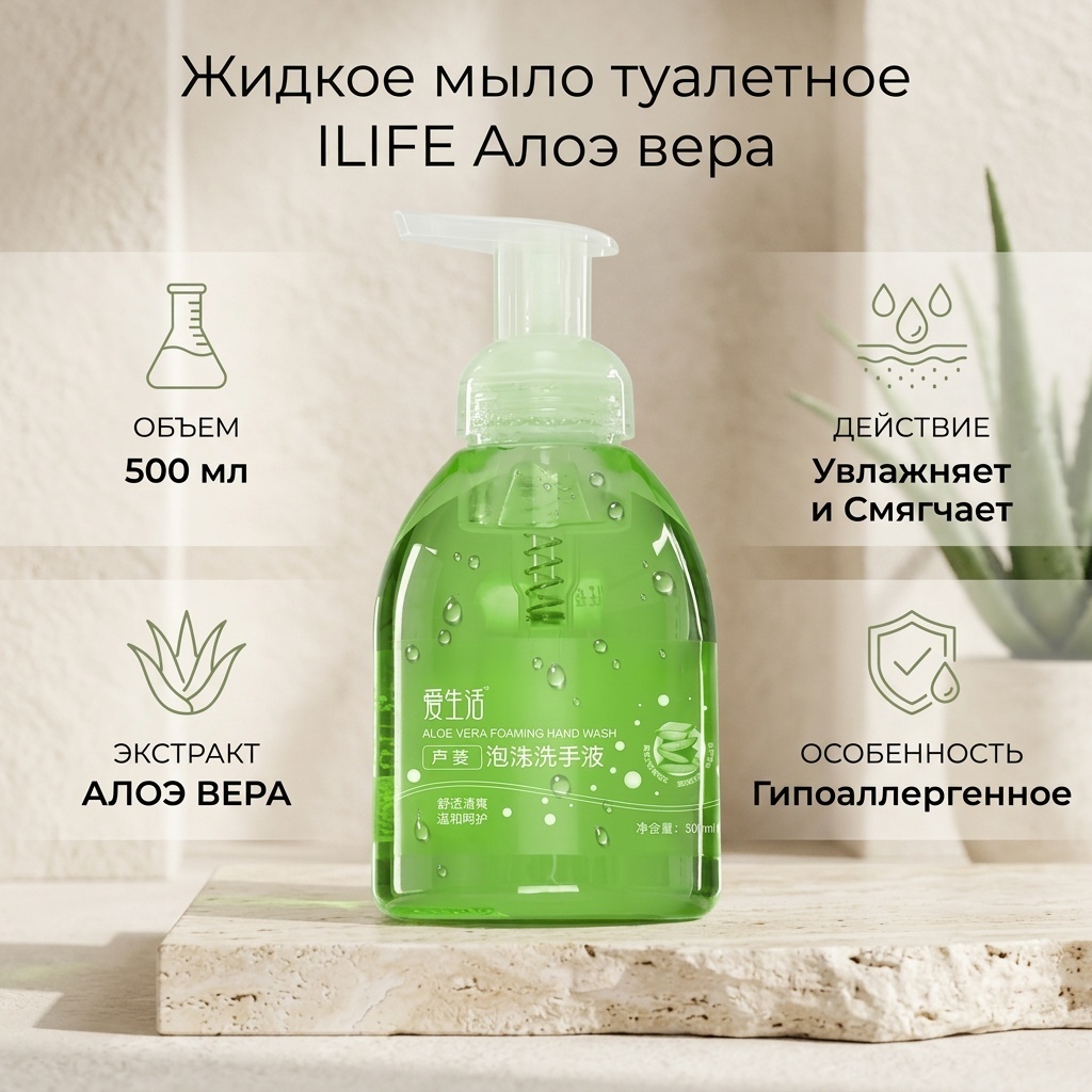 Жидкое мыло туалетное ILIFE 215151 Алоэ вера 500 мл