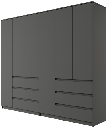 Распашной шкаф Мебель Азии Мори, 240.8x210х50 см, серый