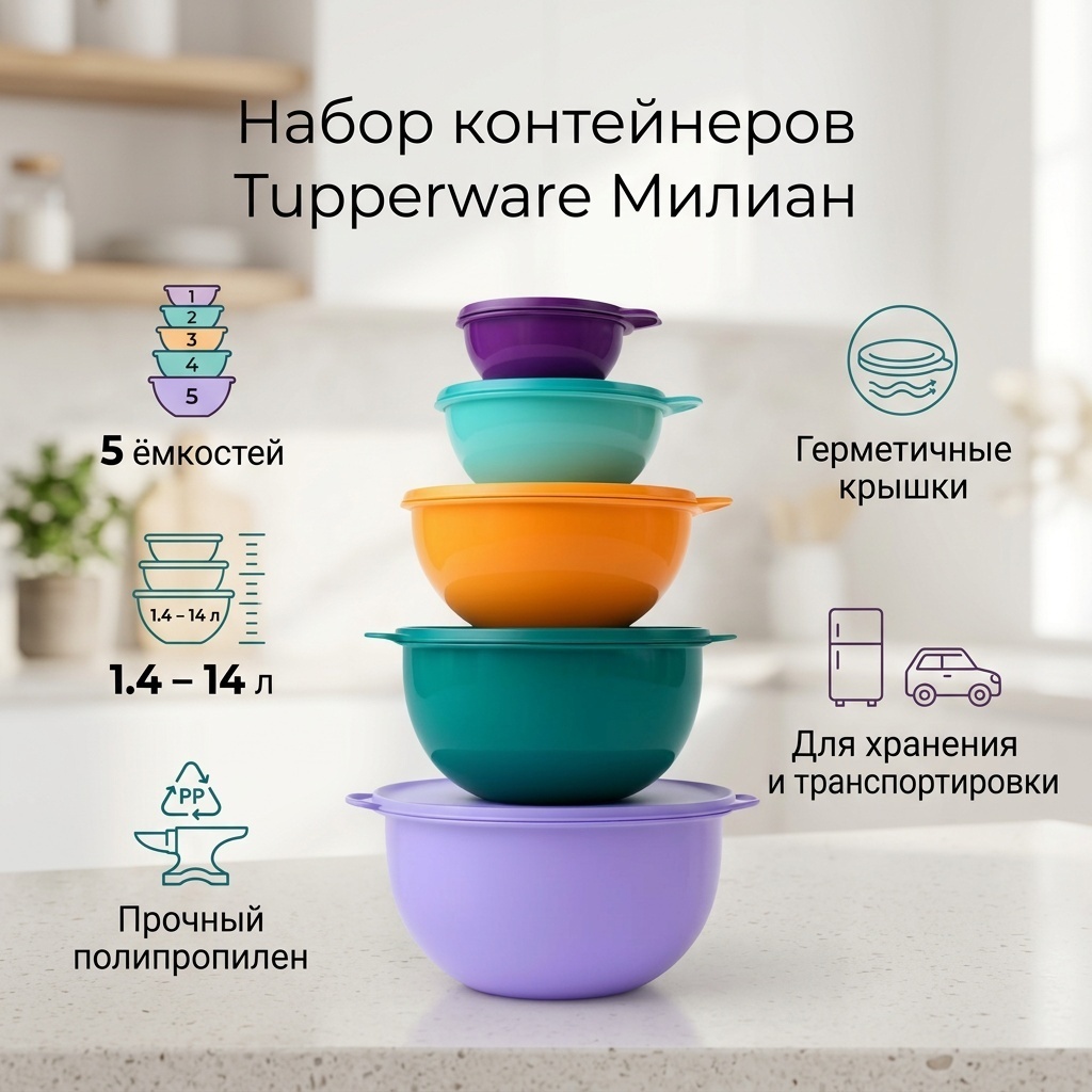 Tupperware набор контейнеров Милиан, полипропилен