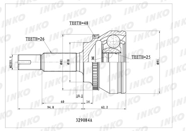 INKO шрус наружный 329084A_DHS_RO