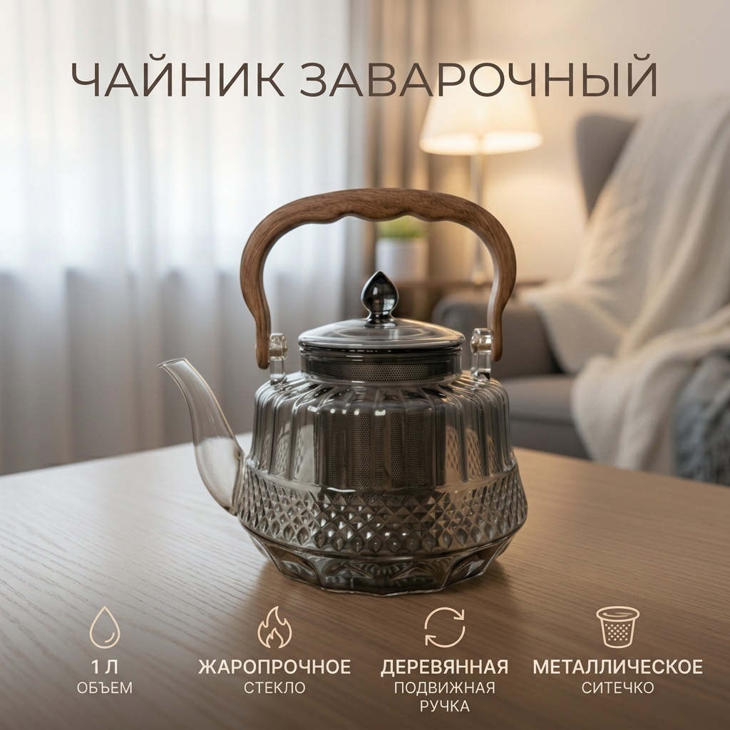 Чайник 18202532_117092808 1 л, стекло