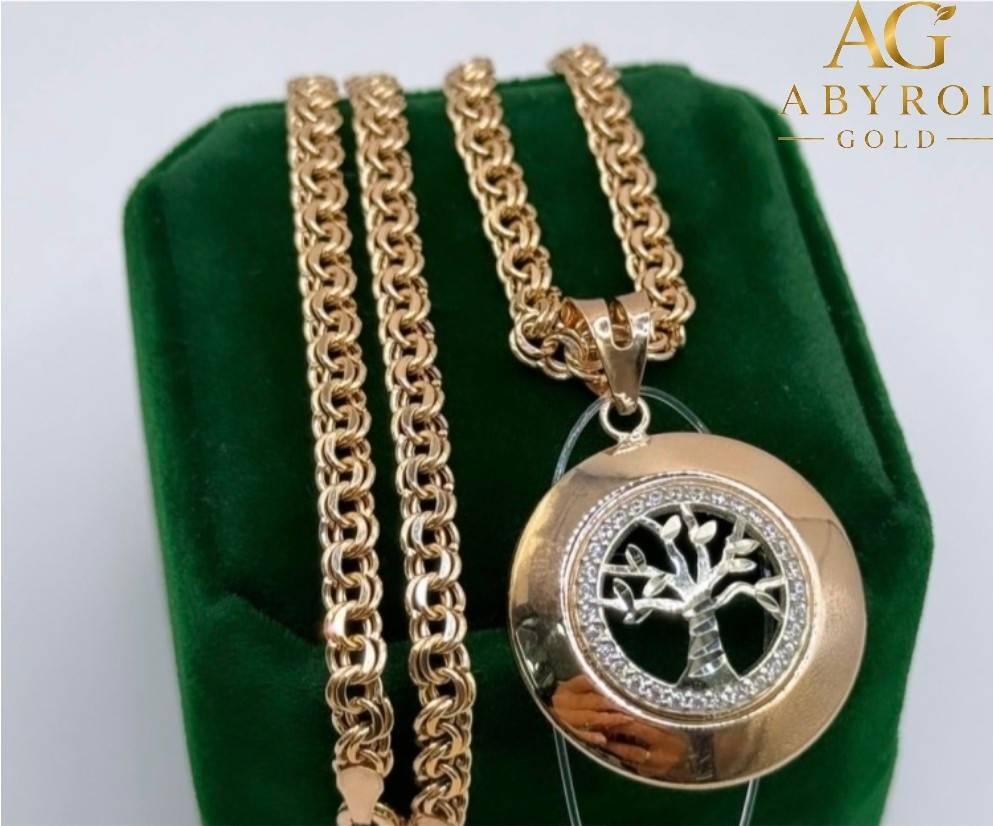 Колье ABYROI GOLD 0407 длина 55 см вес 8.9 г золото, фианит