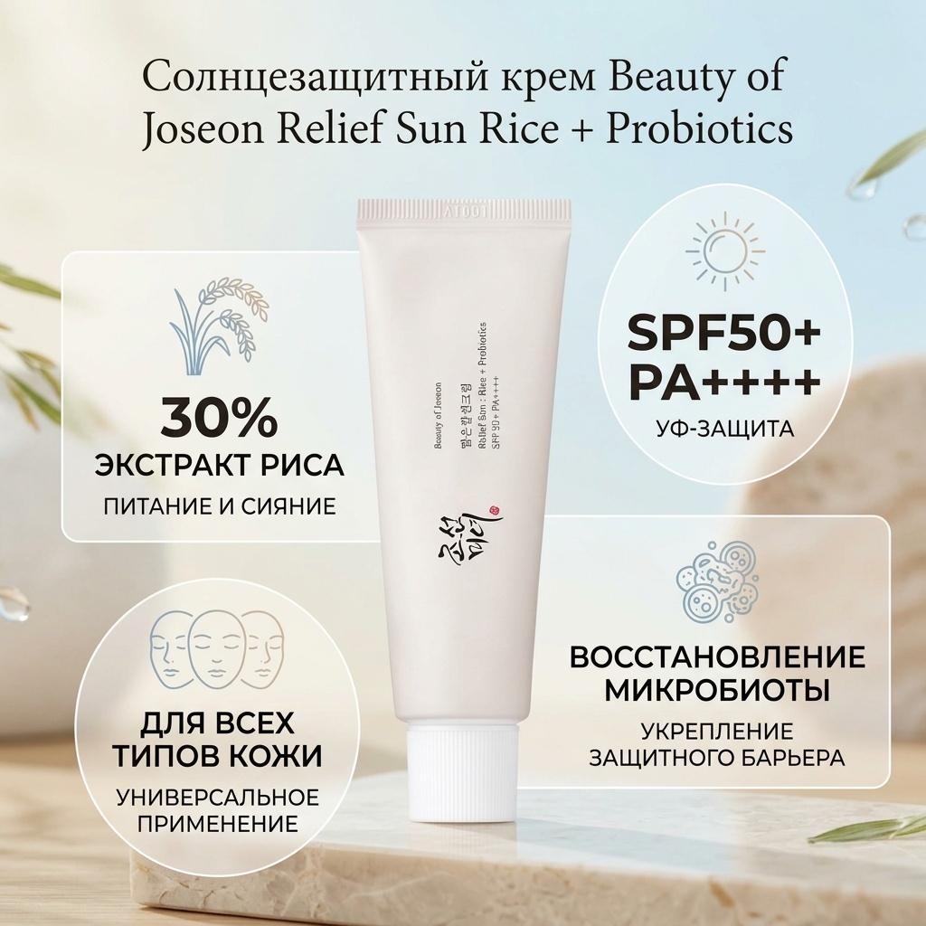 Beauty of Joseon крем Relief Sun Rice Probiotics SPF50 для лица 50 мл, фото 4