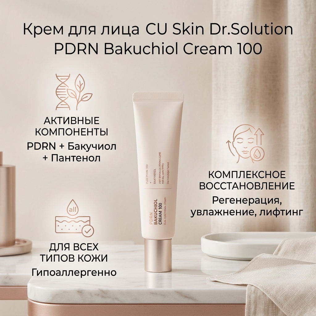 CU Skin крем Cuskin Dr.Solution PDRN Bakuciol Cream 100 для лица 50 мл