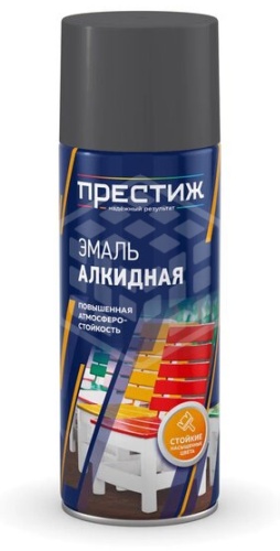 Престиж краска Эмаль алкидная аэрозольная Престиж, графитово-серая, 425 мл. тон графитовый серый, 425 мл