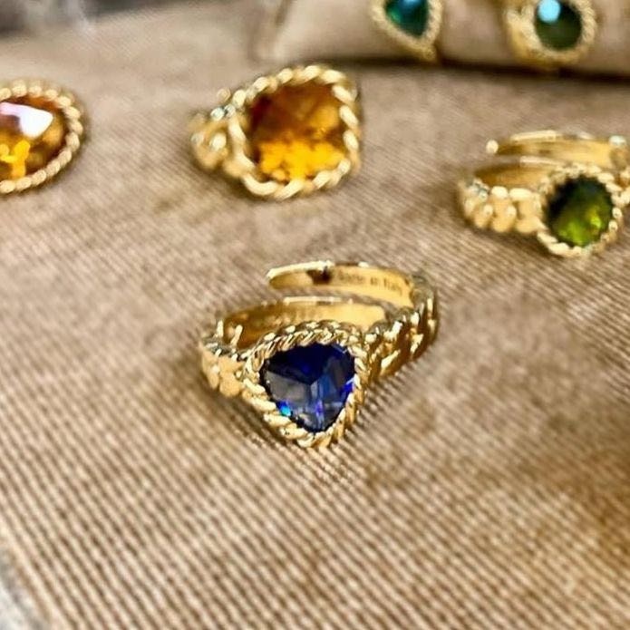 Кольцо Rebecca BCOAOI06 размер регулируемый бронза, кристаллы Swarovski, золотистый