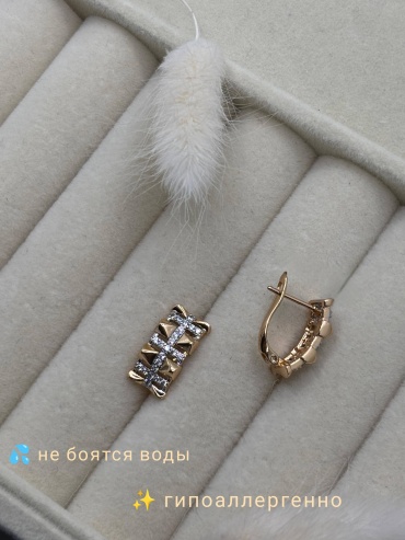 Серьги Xuping медицинское золото, фианит